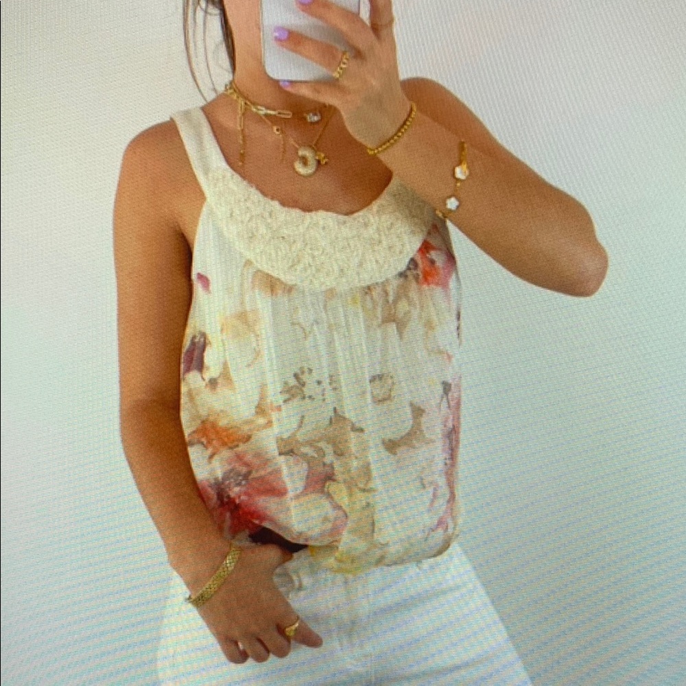 Floral Cream Sleeveless Top